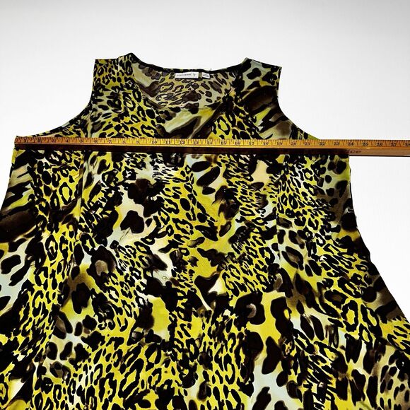 Susan Graver Liquid Knit Dress Animal Print Sleeveless Size 2X Scoop Neck Slits - Picture 7 of 10